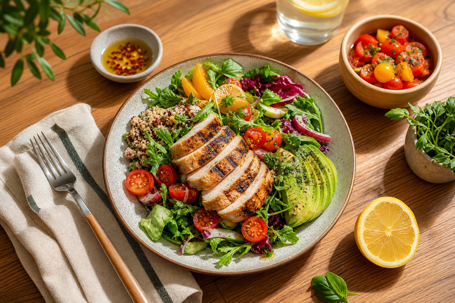 Menú del día con comida fresca